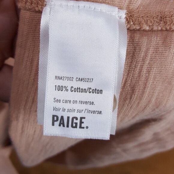 PAIGE Shirt Mens Large Muted Pink Tan Button Roll Tab Cotton Slub BRAYDEN $149 - Picture 6 of 10
